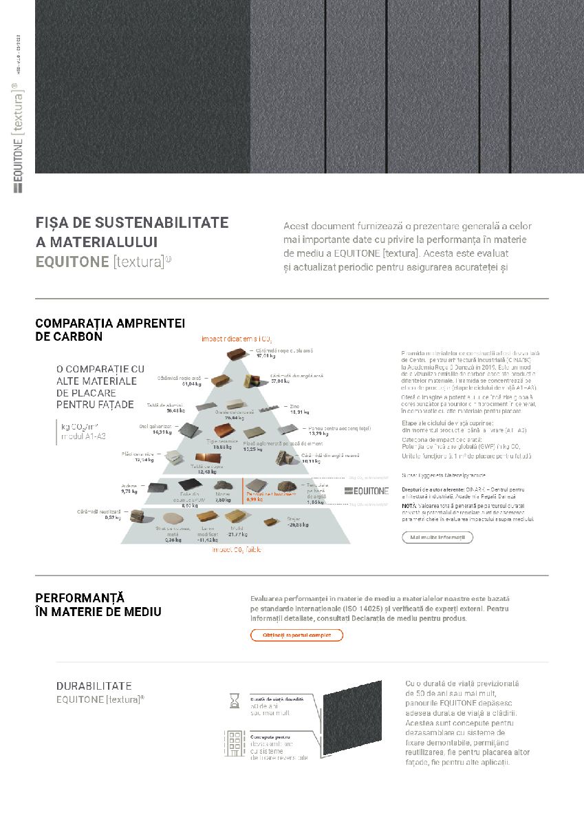 FIȘA DE SUSTENABILITATE A MATERIALULUI EQUITONE [textura]®