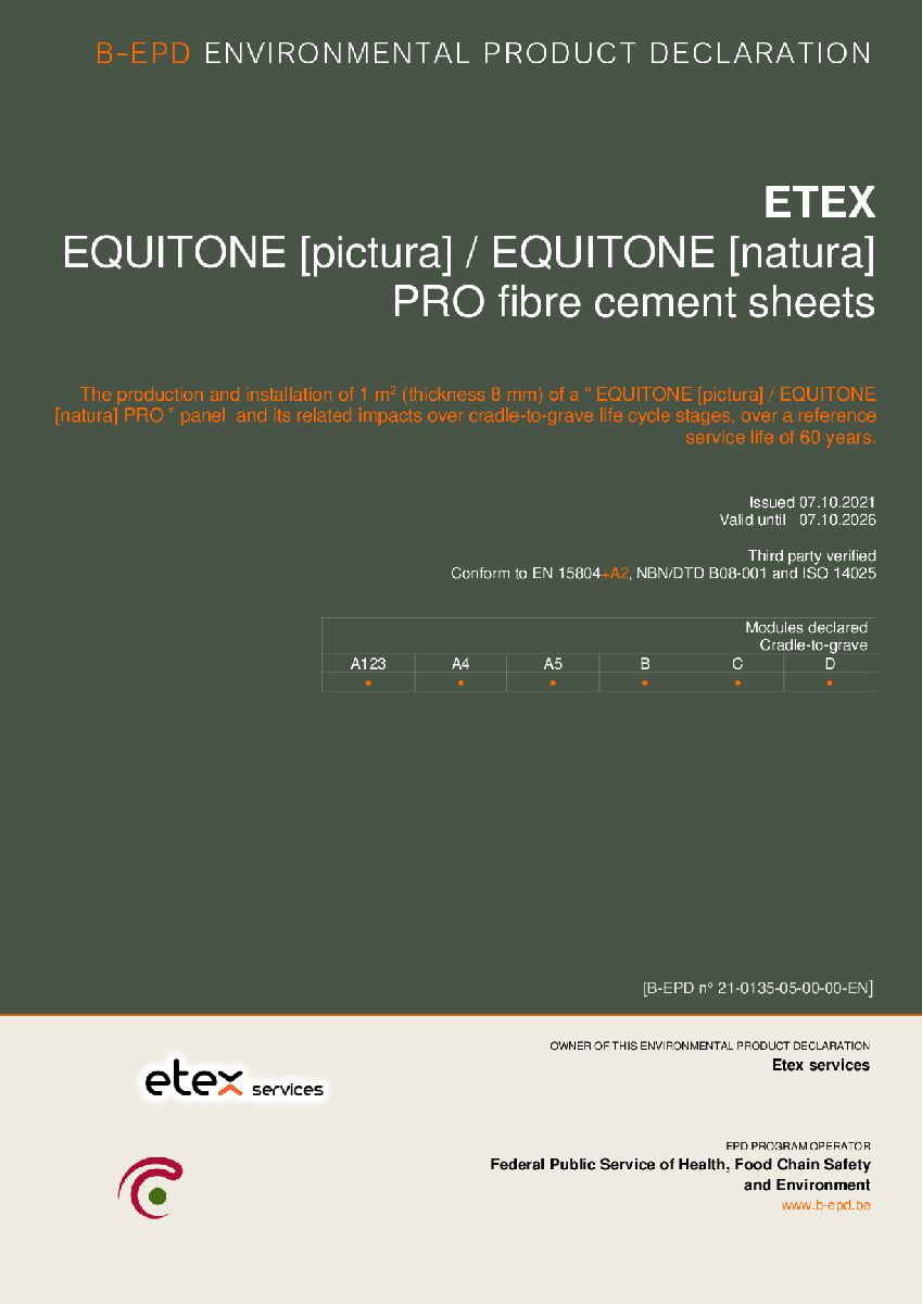 Environmental Asset Declaration EQUITONE [natura]PRO & [pictura] 