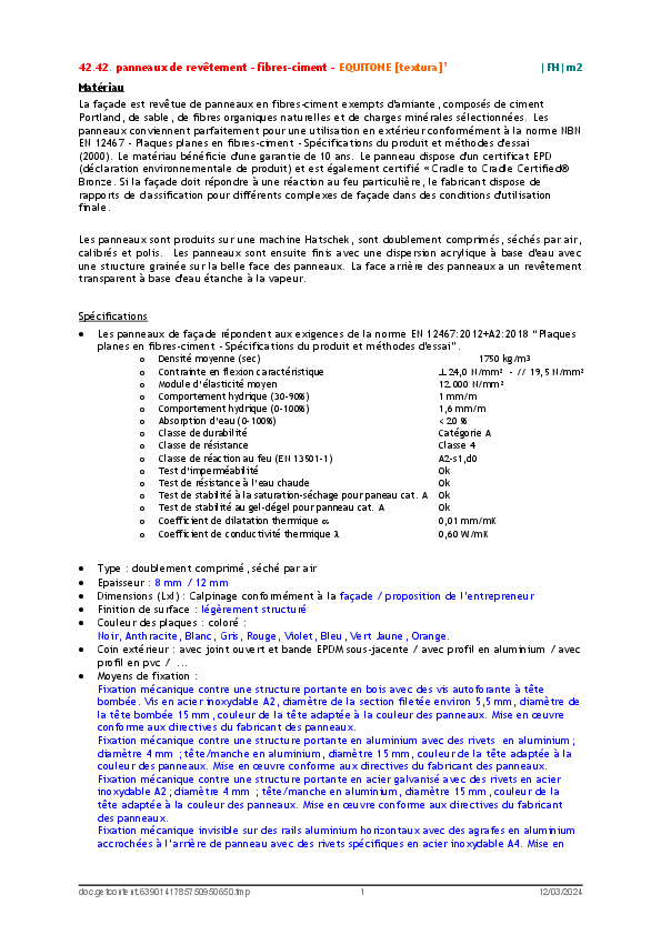 EQUITONE [textura] Cahier des charges 