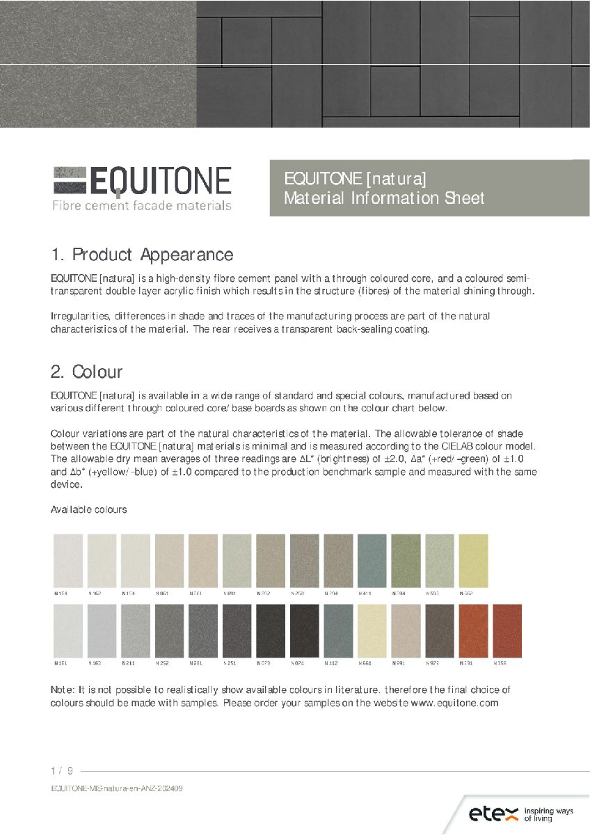 EQUITONE [natura] Material Information Sheet 