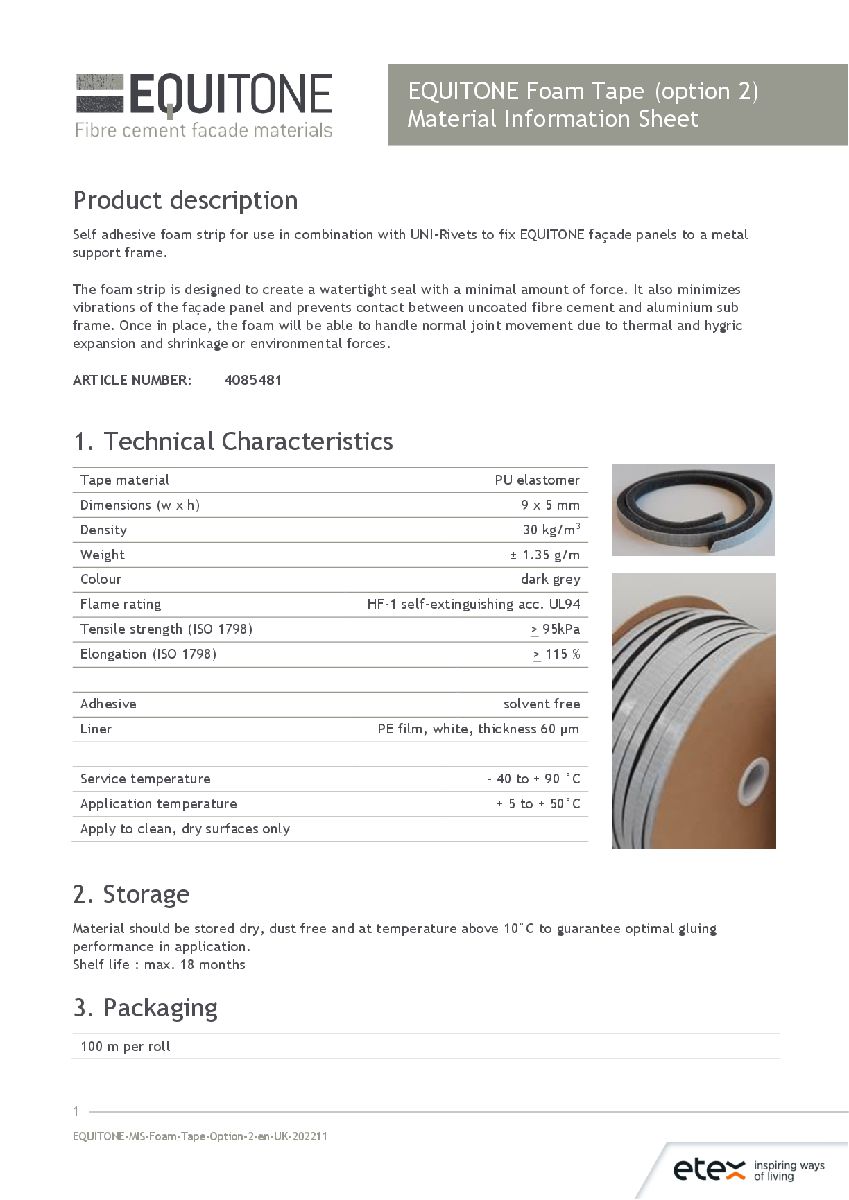 EQUITONE Foamtape