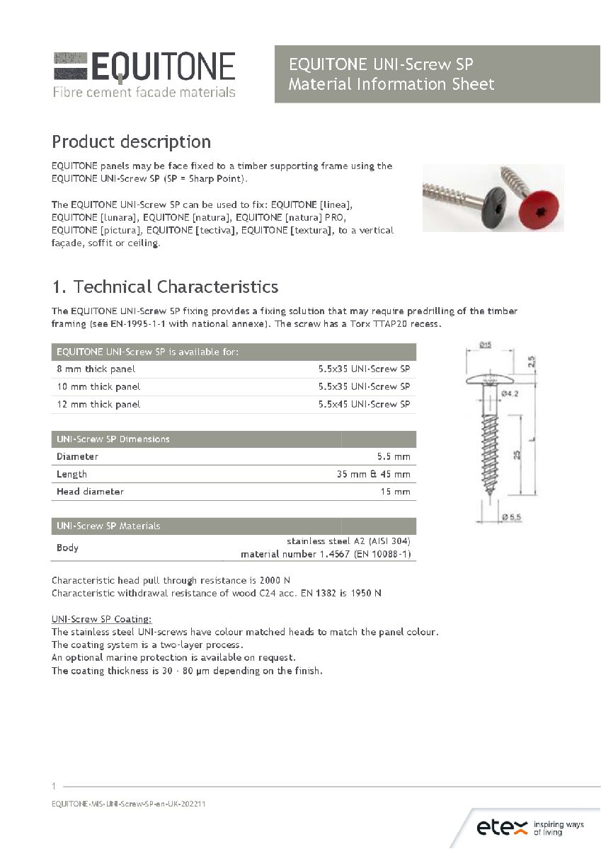 EQUITONE UNI-Screw