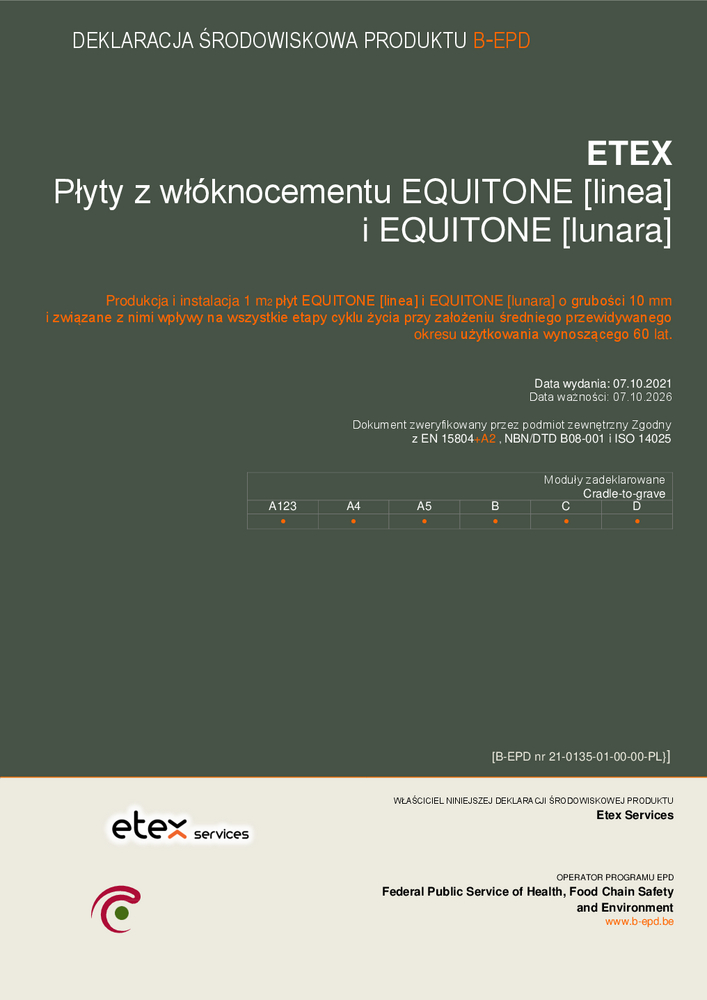 DEKLARACJA ŚRODOWISKOWA PRODUKTU B-EPD