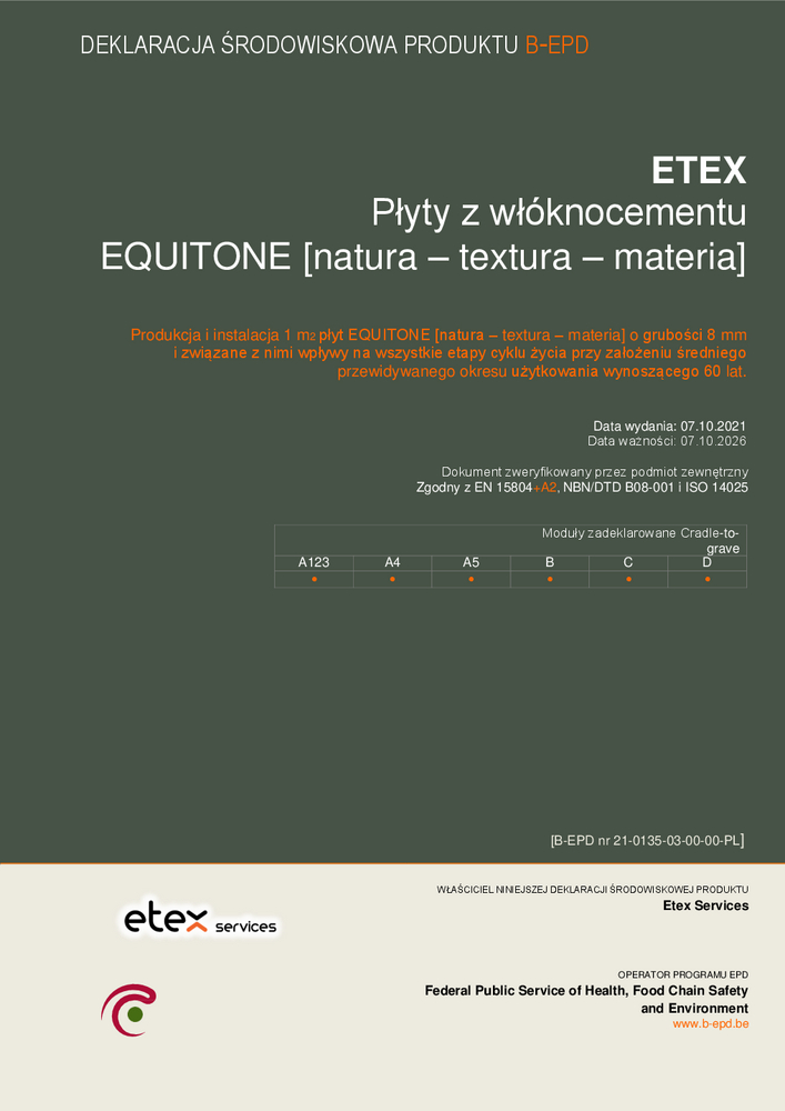DEKLARACJA ŚRODOWISKOWA PRODUKTU B-EPD