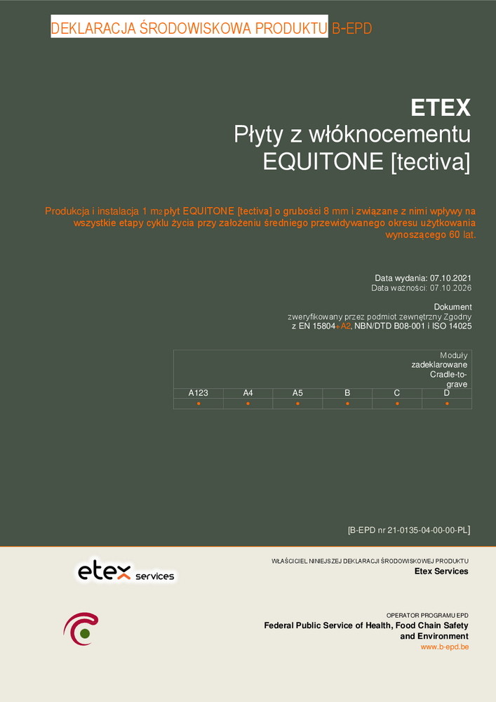 DEKLARACJA ŚRODOWISKOWA PRODUKTU B-EPD