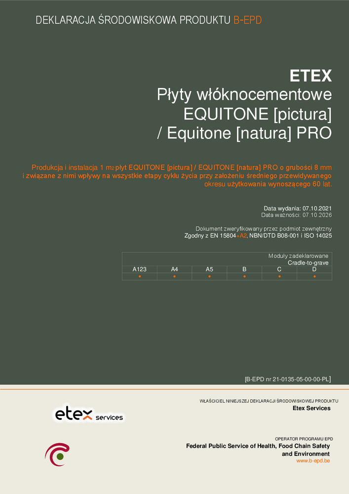 DEKLARACJA ŚRODOWISKOWA PRODUKTU B-EPD