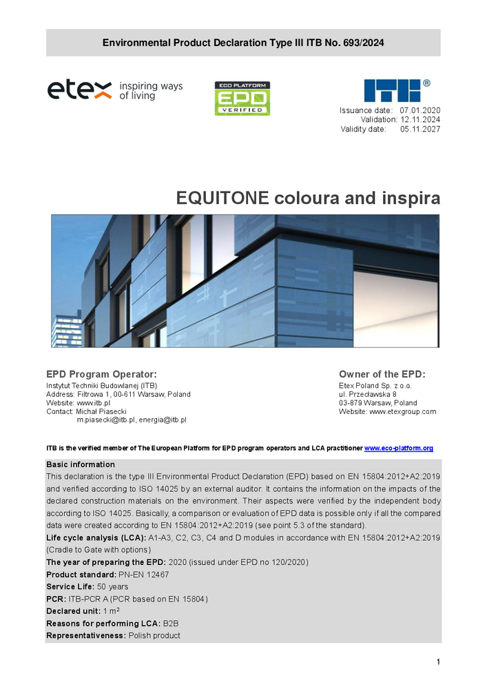 B-EPD ENVIRONMENTAL PRODUCT DECLARATION