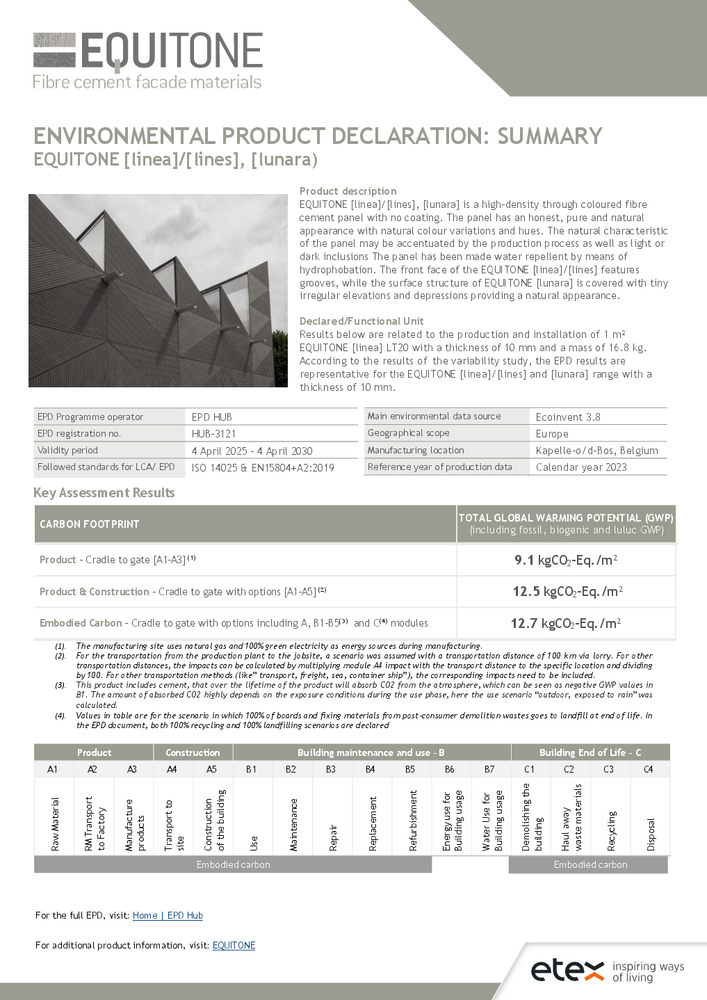 EPD EQUITONE [linea] [lunara] Summary