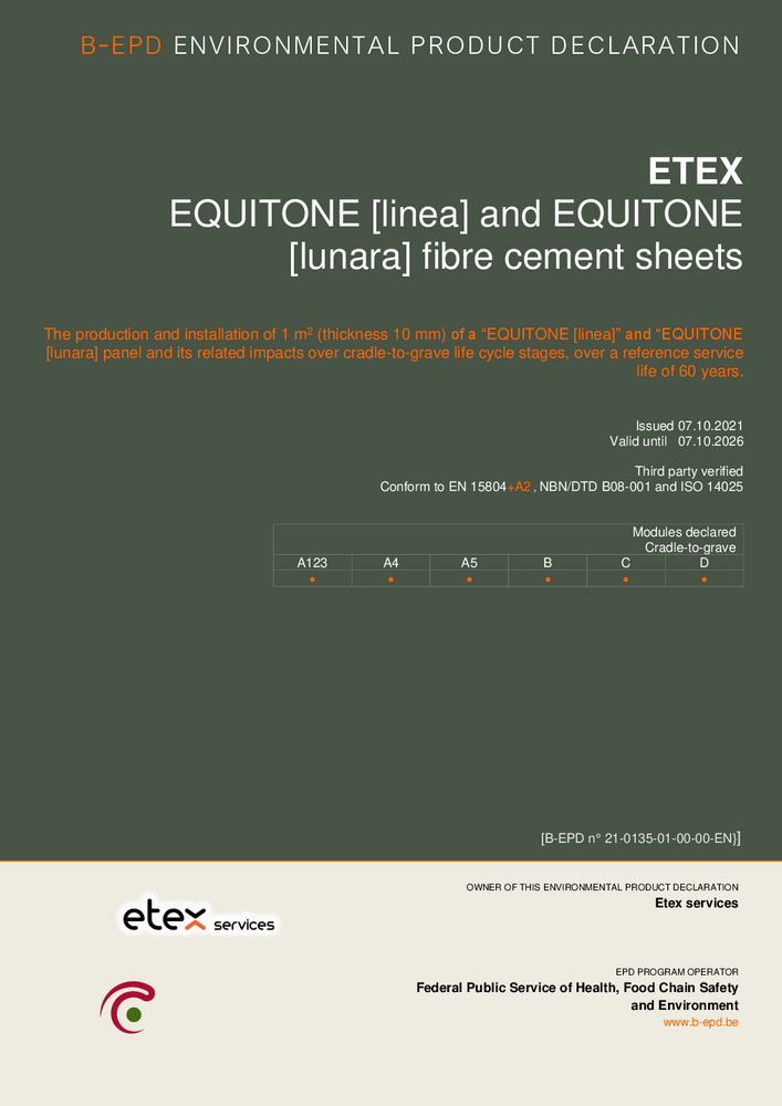 EQUITONE [linea] and EQUITONE 
[lunara] sheets 